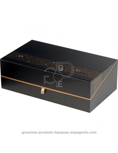 Coffret carton" Savoureux" rectangle noir et cuivre vide