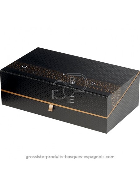 Coffret carton" Savoureux" rectangle noir et cuivre vide