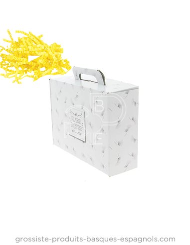 Grande valisette vide blanche coffret cadeau "plaisir d'offrir" 42 x 33 x 12.5 cm