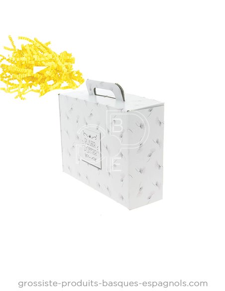 Grande valisette vide blanche coffret cadeau "plaisir d'offrir" 42 x 33 x 12.5 cm