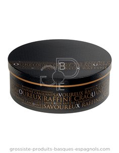 Coffret carton" Savoureux" Rond noir et cuivre vide 33.5x12